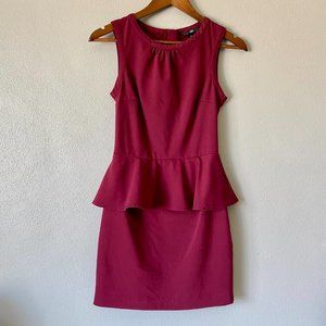 H&M Maroon Peplum Sleeveless Chic Cocktail Pencil Bodycon Dress Women's Size 4